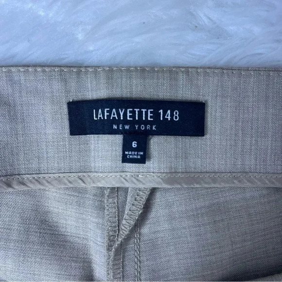 Lafayette 148 New York Wool Blend Straight Leg Trousers Khaki Size 6 - Picture 3 of 7